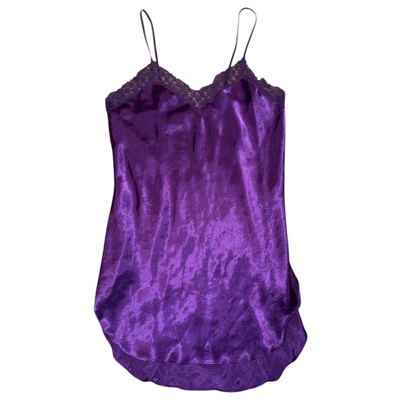 Victoria Secret vintage dark purple satin lace nightgown women’s size large - Picture 1 of 6